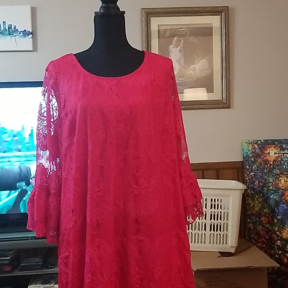 Pretty bright pink/coral A line dress